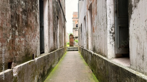 Wallpaper Mural Pathway Between Aged Buildings With Mossy Walls And An Old Mausoleum In Bangladesh Torontodigital.ca