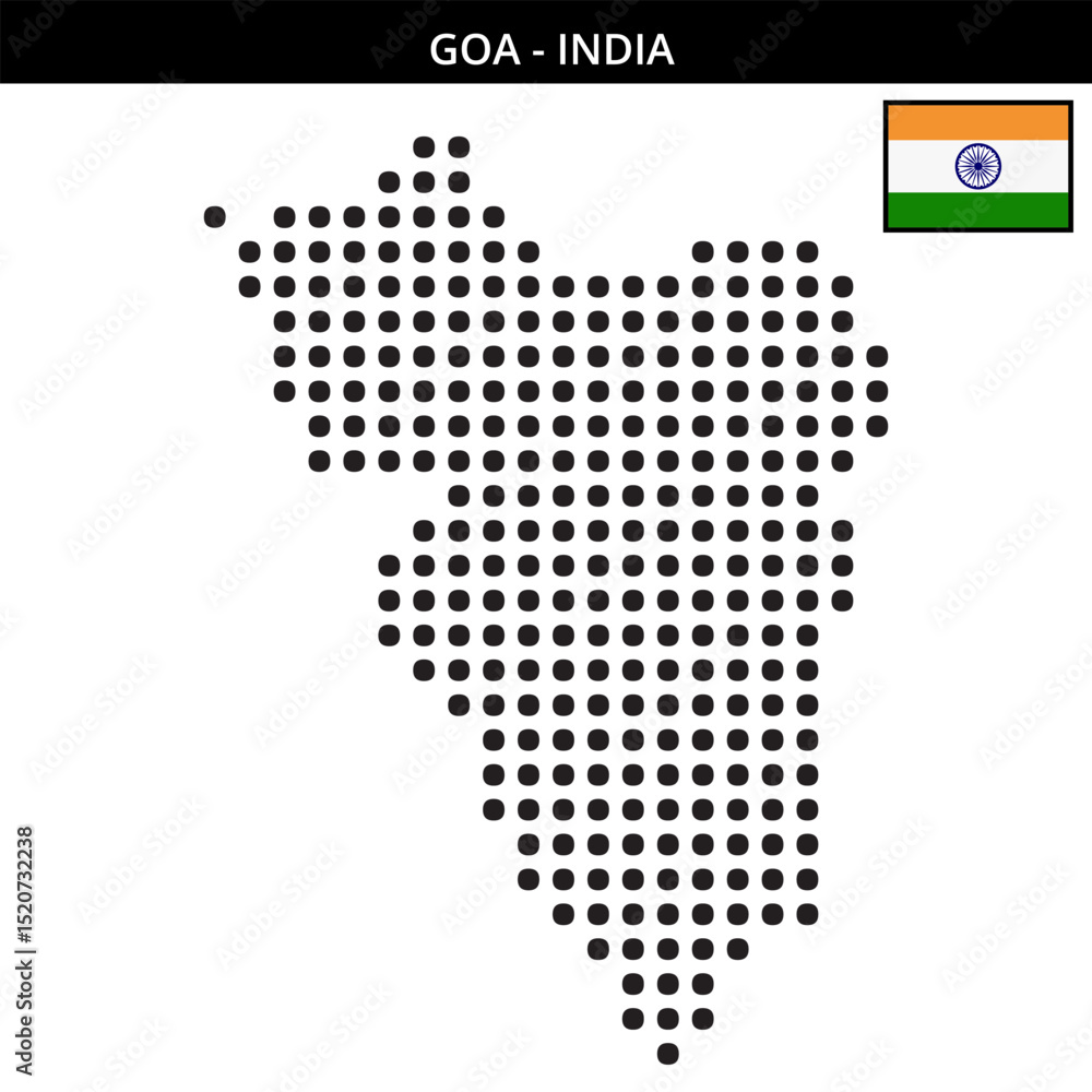 Fototapeta premium Big dots map of goa in India