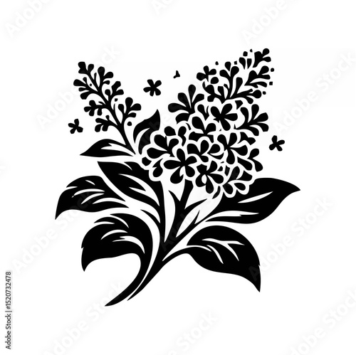 Lilac Silhouette Floral Art.eps