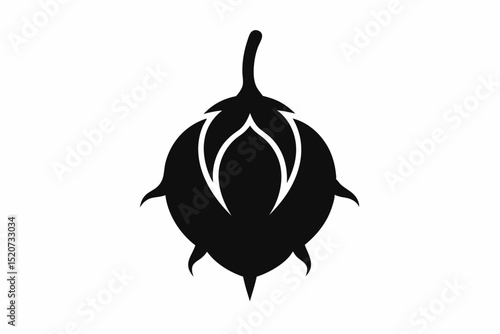 Silhouette of a cotton boll with sharp projections halloween, vector, silhouette,  illustration, horizontal, isolated assets, on transparent background