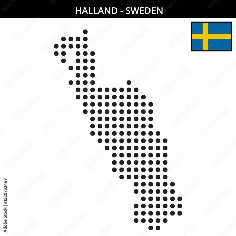 Fototapeta premium Big dots map of Halland in Sweden