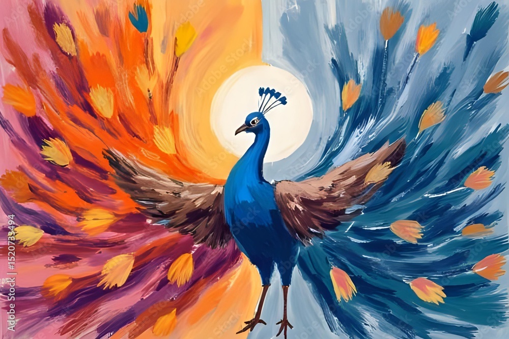 Fototapeta premium A peacock representing all four element.