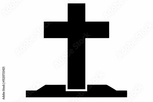 Simple black cross on a base in a vector graphic halloween, vector, silhouette,  illustration, horizontal, isolated assets, on transparent background