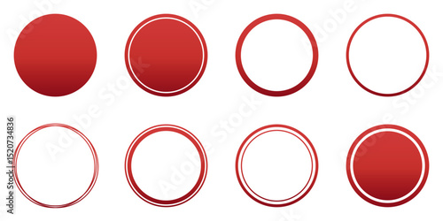 赤　丸　円　フレーム　あしらい　シンプル　セット　ベクター