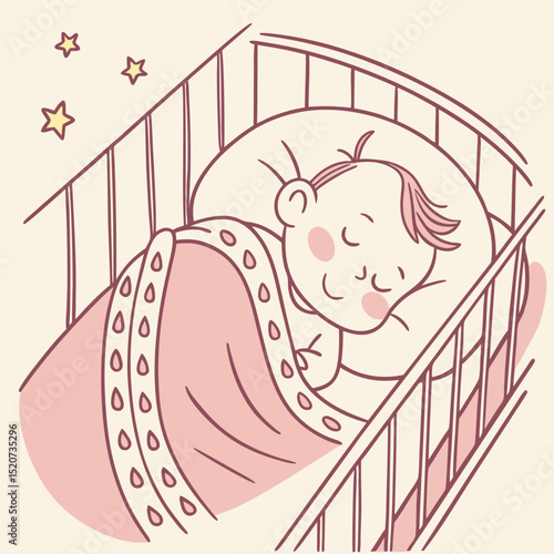 vector illustration of a sleeping baby