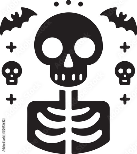 Skelton Halloween black silhouette vector illustration