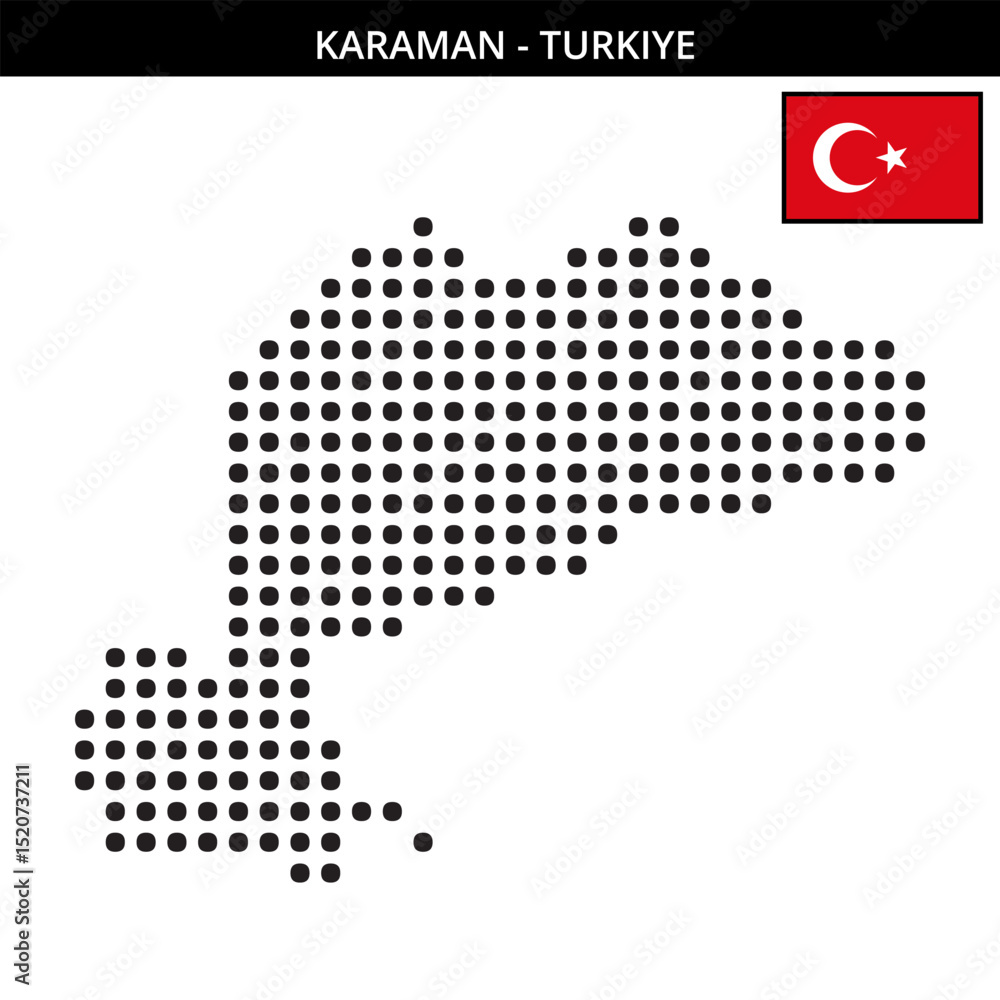 Fototapeta premium Big dots map of karaman in Turkiye