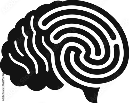 Neurodiversity Brain Fingerprint Silhouette Vector