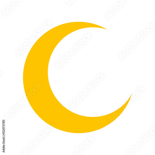 月　アイコン　単体　ベクター　黄色