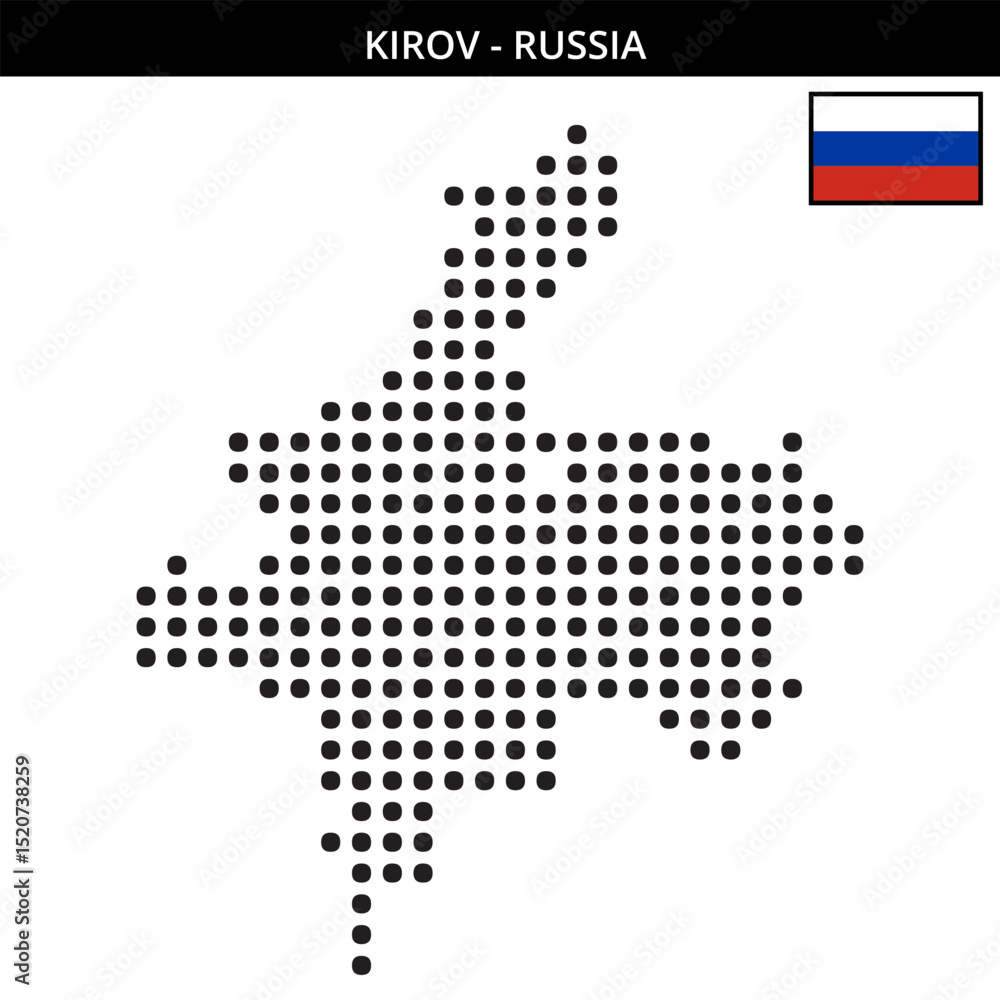 Obraz premium Big dots map of Kirov in Russia