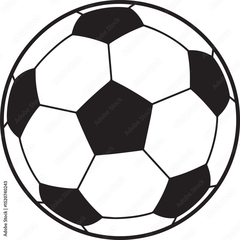 Fototapeta premium Soccer Ball Vector Icon Isolated on White Background. Classic Football Design Element for Sports, Games, and Athletic Themes. Perfect for Logos, Web Graphics, and Print Media.