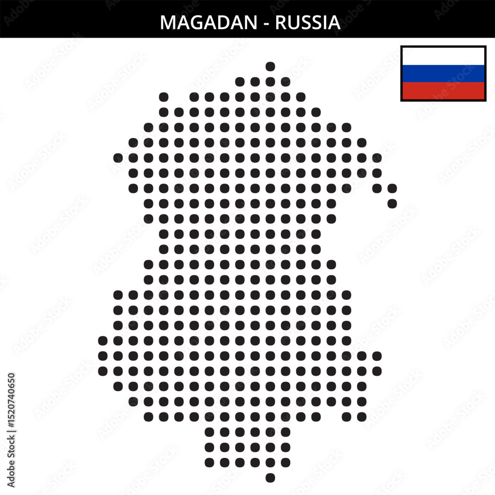 Fototapeta premium Big dots map of Magadan in Russia
