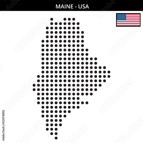 Big dots map of maine in the USA