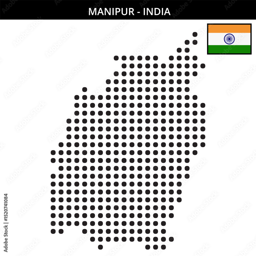 Fototapeta premium Big dots map of manipur in India