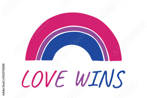 Colorful rainbow shape Bisexual pride flag Happy pride day LGBTQIA community Pride Month Vector hand drawn doodle for posters, stickers, logo, cards