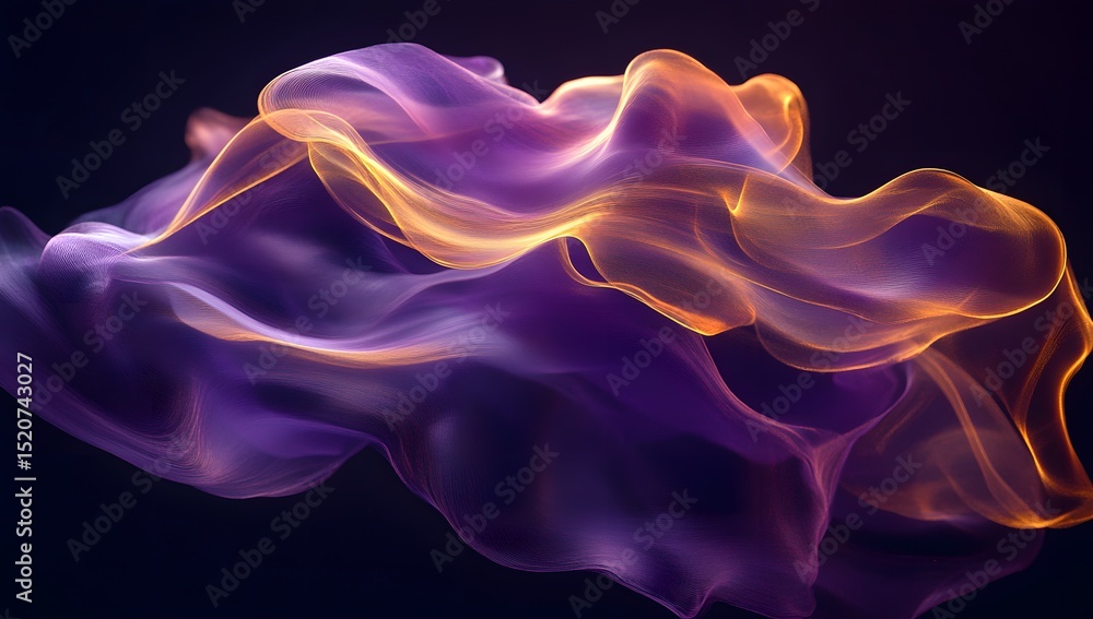 Abstract purple and gold gradient shape on a black background, close-up, minimalistic design, elegant curves, smooth lines, Abstract purple and gold gradient shape on a black background, close-up, minimalistic design, elegant curves, smooth lines,