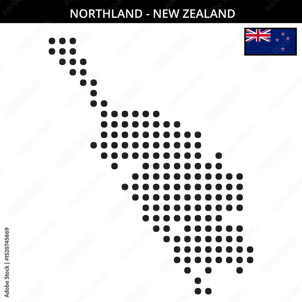 Fototapeta premium Big dots map of northland in New Zealand