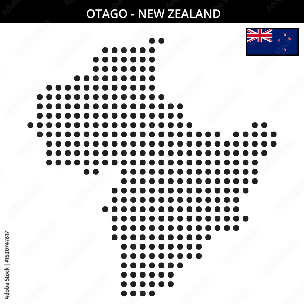 Obraz premium Big dots map of otago in New Zealand