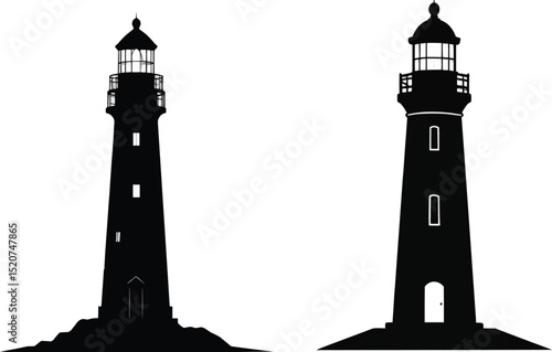 lighthouse silhouette vector cutout isolate into transparent background