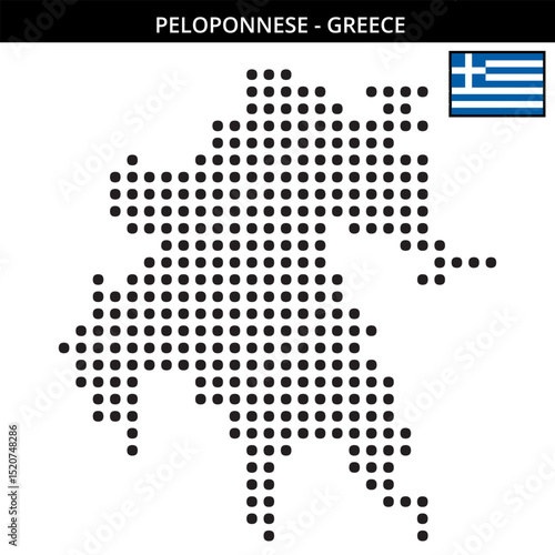 Big dots map of peloponnese of greece