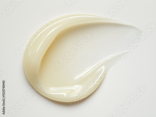 studio shot of transparent skincare texture. Clear serum with glossy, dewy finish. Natural smear