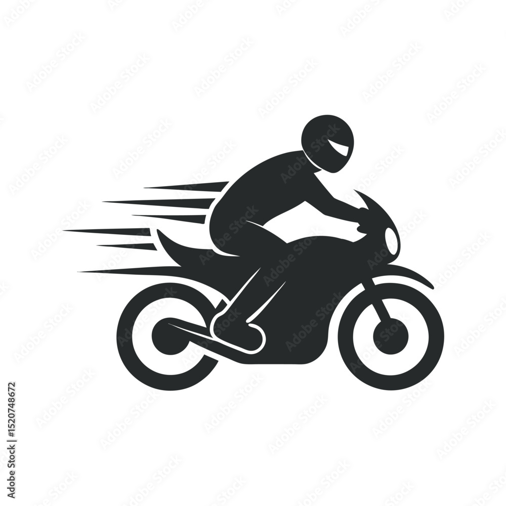 Fototapeta premium Fast Motorcyclist On Highway Ride Silhouette