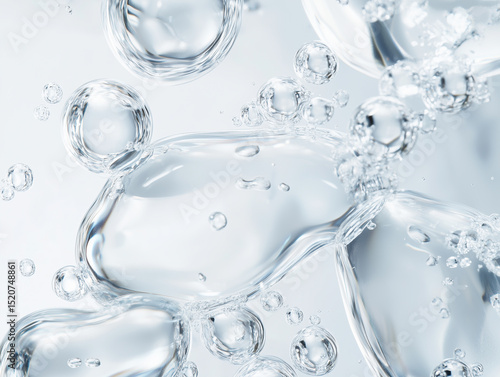 studio shot of transparent skincare texture. Clear serum with glossy, dewy finish. Natural smear