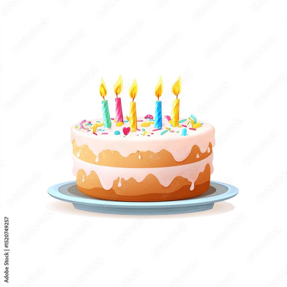 Birthday cake with candles and sprinkles vector illustration for celebration and party design Birthday cake with candles and sprinkles vector illustration for celebration and party design
