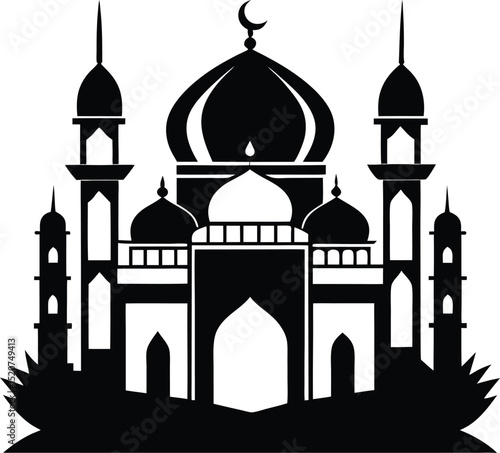 taj mahal indian temple silhouette icon vector illustration graphic design