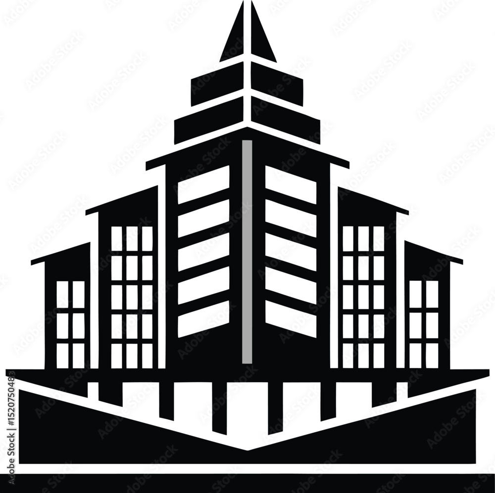 Fototapeta premium city building icon on white background. vector illustration. stock image.