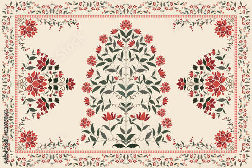Persian carpet original design, tribal vector texture. Easy to edit and change a few colors by swatch window. 