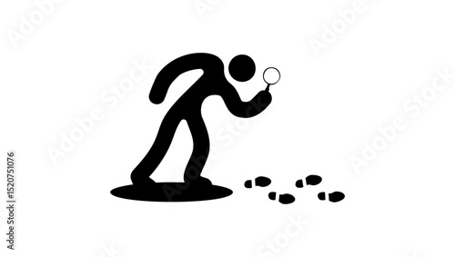 Investigation of the incident, following the trail of the criminal, black isolated silhouette