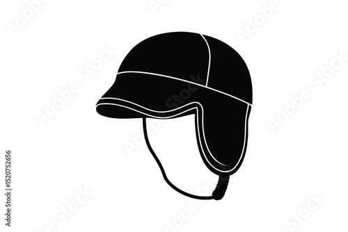 Silhouette art illustration of a contemporary trapper hat with ear flaps.eps