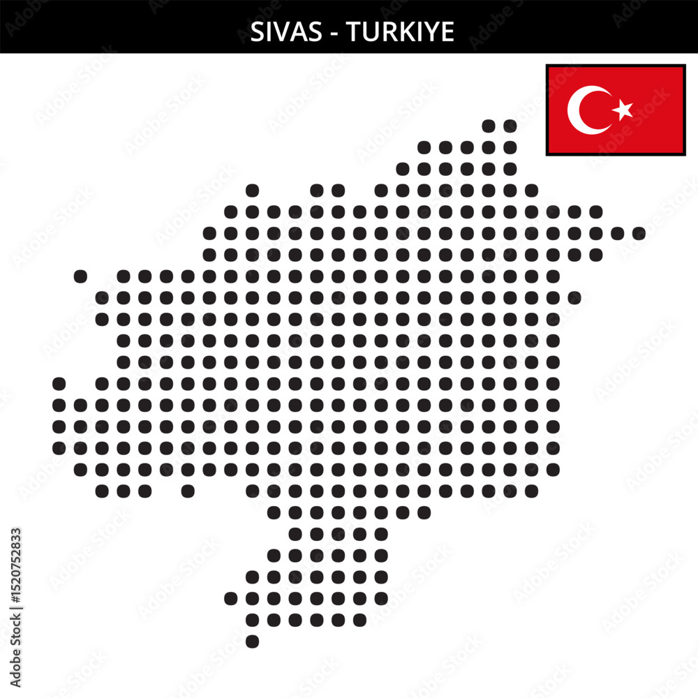 Fototapeta premium Big dots map of sivas in Turkiye
