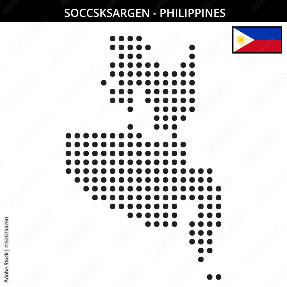Fototapeta premium Big dots map of soccsksargen in Philippines