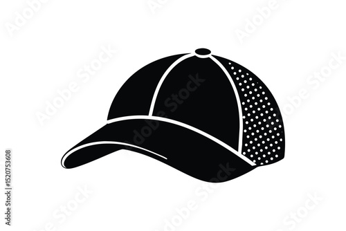 Silhouette art illustration of a structured golf cap with ventilation holes.eps