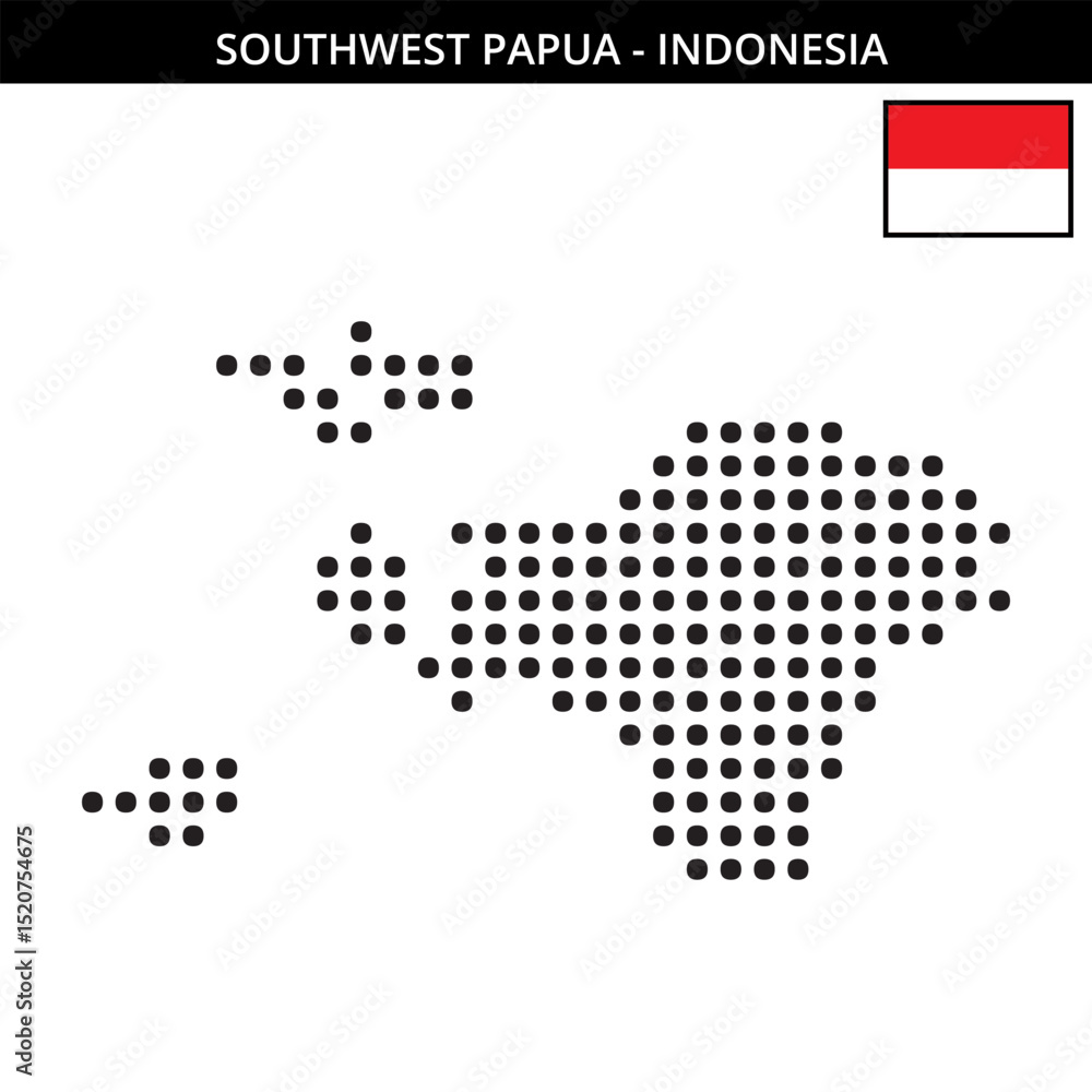 Fototapeta premium Big dots map of southwest-papua in Indonesia