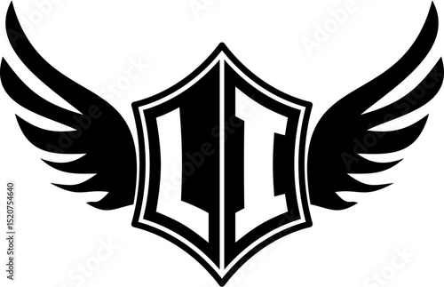 LI logo emblem with winged and shield template