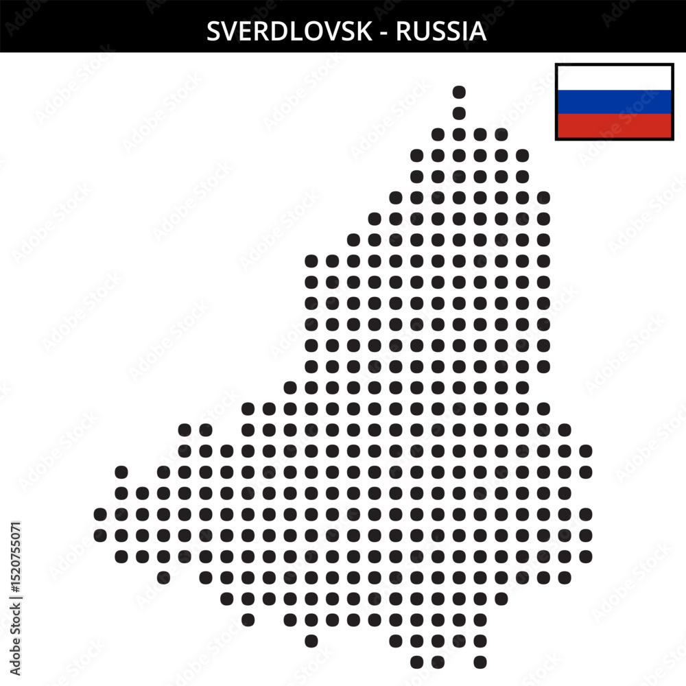 Fototapeta premium Big dots map of Sverdlovsk in Russia
