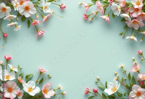 Wallpaper Mural Elegant floral frame wallpaper design with delicate blooms and lush greenery,  vines,  romantic Torontodigital.ca