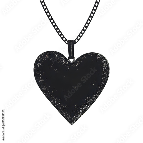 Black Heart Pendant Necklace: A  stylish black heart-shaped pendant necklace hangs delicately on a curb chain, showcasing a rustic, vintage aesthetic.