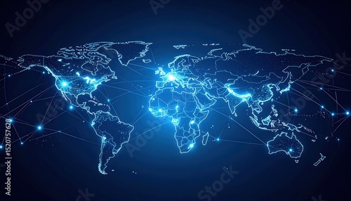 Global Network Connection: Digital World Map
