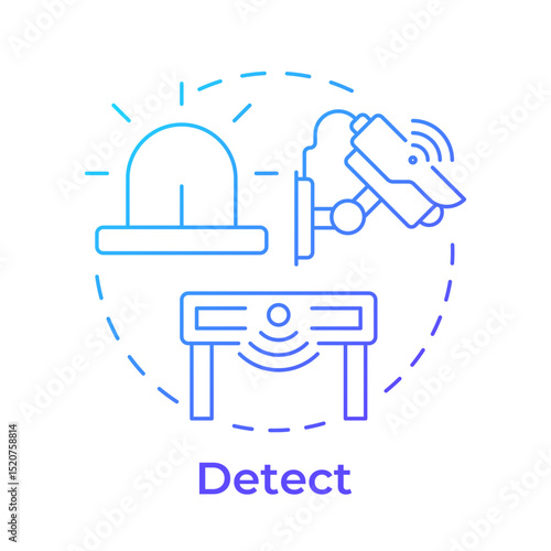 Detect threats blue gradient concept icon. Physical security ecosystem. Identify risks. First line of defense. Round shape line illustration. Abstract idea. Graphic design. Easy to use in booklet