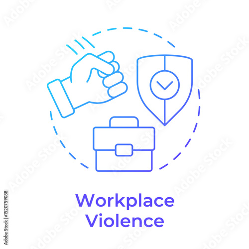 Workplace violence blue gradient concept icon. Physical security threat and risk. Damage of equipment. Round shape line illustration. Abstract idea. Graphic design. Easy to use in booklet