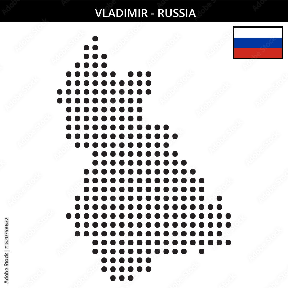 Fototapeta premium Big dots map of Vladimir in Russia