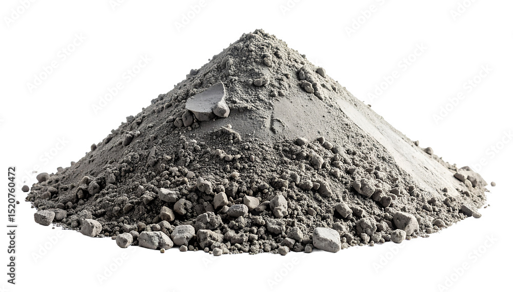 Fototapeta premium Cement mound, construction work, building industry concept isolated on transparent background