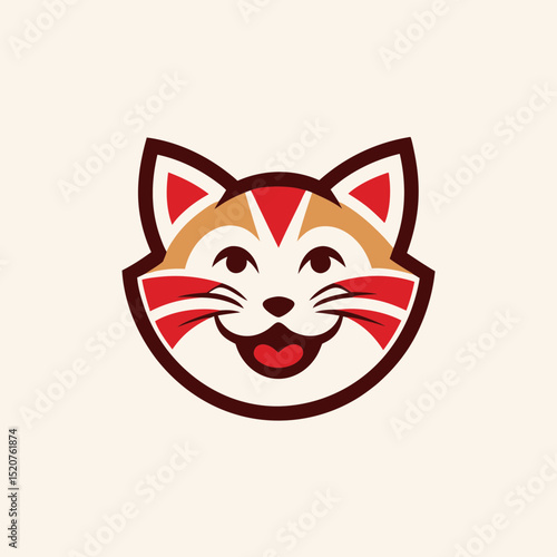 playful cat meowing logo