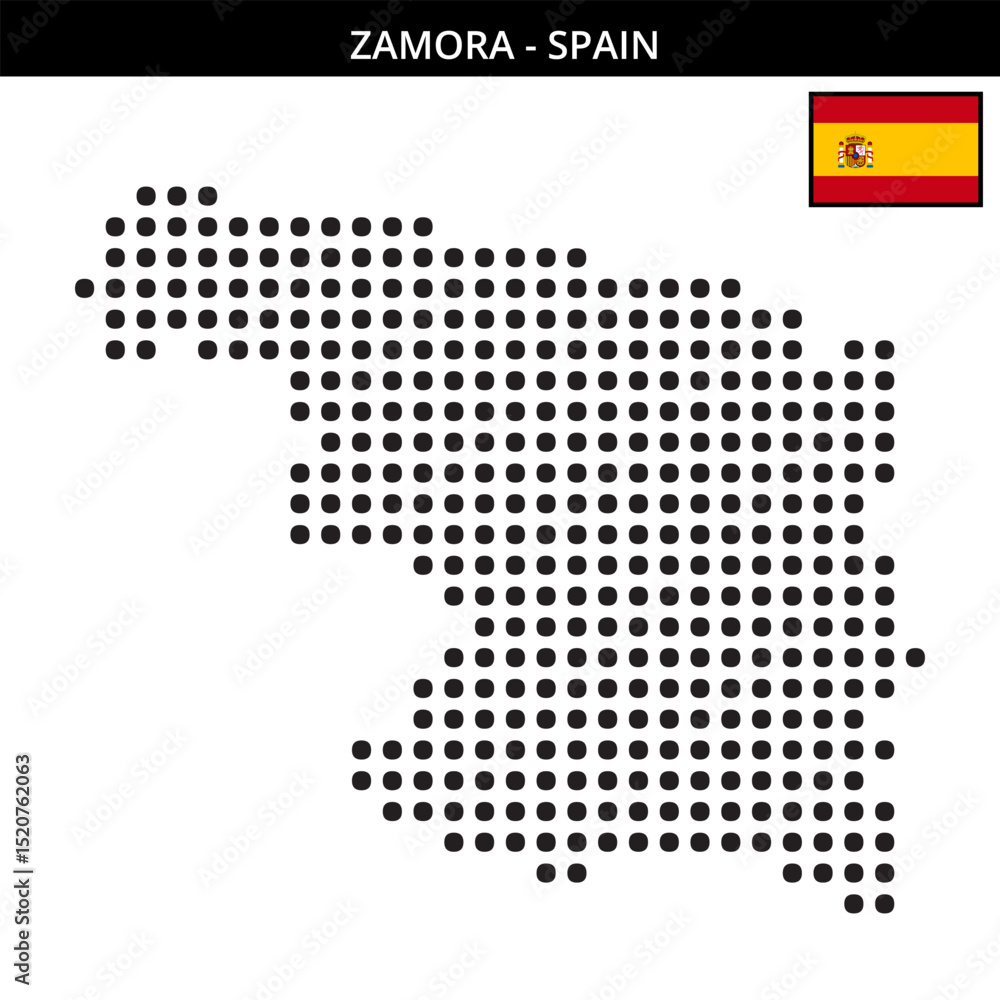 Obraz premium Big dots map of zamora in Spain