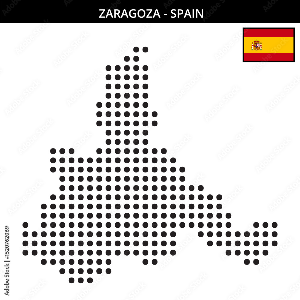 Fototapeta premium Big dots map of zaragoza in Spain
