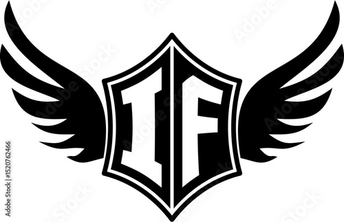 IF logo emblem with winged and shield template